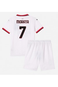 Fotbalové Dres AC Milan Alvaro Morata #7 Dětské Venkovní Oblečení 2024-25 Krátký Rukáv (+ trenýrky)